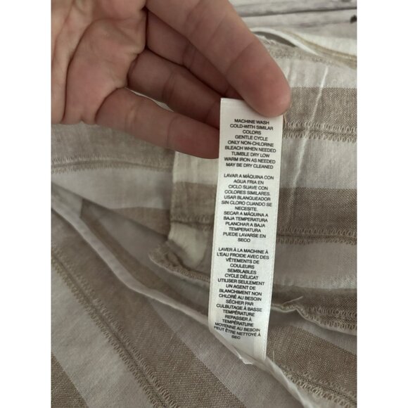 Chico's Womens Large Tan Striped Linen Cotton Blend Blazer Jacket Single-Button - Picture 13 of 14